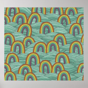 Rainbow Nature: Hand-Drawn Vintage Composition Poster