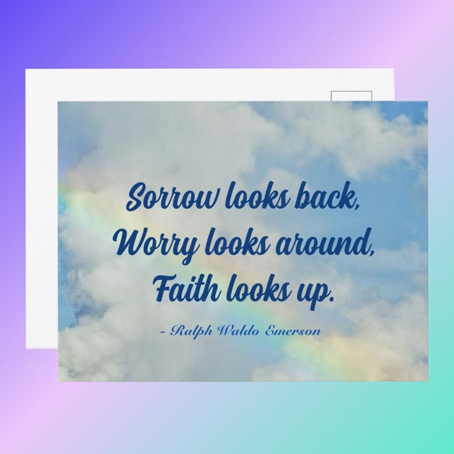Rainbow Nature Poetry Emerson Faith Quote Postcard (Creator Uploaded)