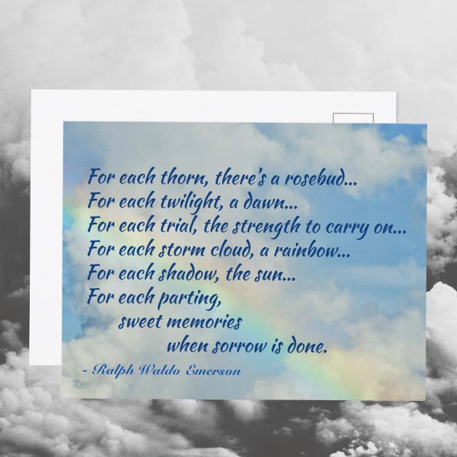 Rainbow Nature Poetry Emerson Quote Sympathy Postcard (Creator Uploaded)