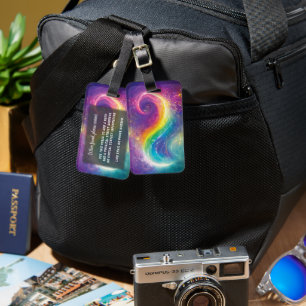 Rainbow Nebula Flow Sparkly Cosmic Space LGBTQ Luggage Tag