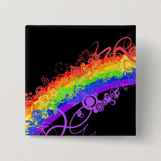 Rainbow Nebula Vector Rainbow 2 Inch Square Button (Front)