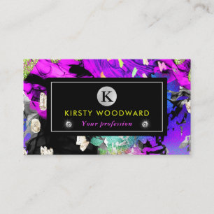 Rainbow Neon Abstract Glitter Business Card