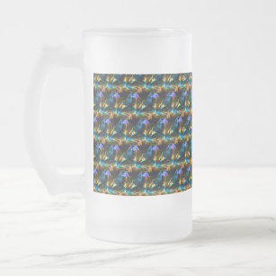 Rainbow Neon Cat Frosted Glass Beer Mug