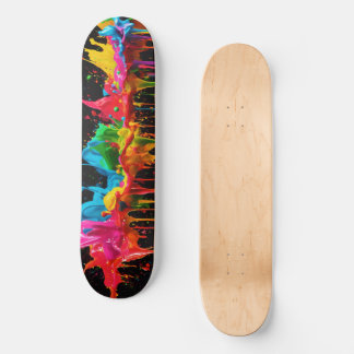 Rainbow Neon Paint Splash Skateboard Design