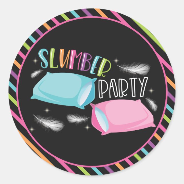 Rainbow Neon Slumber Party Sleepover Envelope Seal (Front)