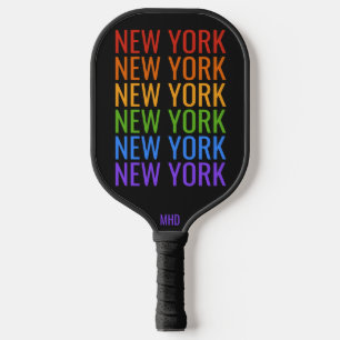 Rainbow NEW YORK custom monogram Pickleball Paddle