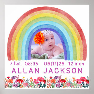 Rainbow Newborn Photo personalized Baby Gift  Poster