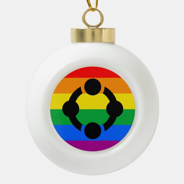 Rainbow Niche Pride Flag Ceramic Ball Christmas Ornament (Front)
