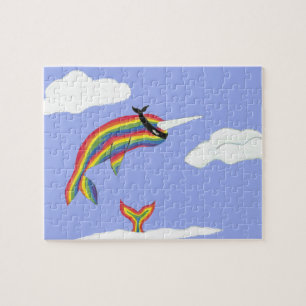 Rainbow Ninja Narwhal That Flies Jigsaw Puzzle