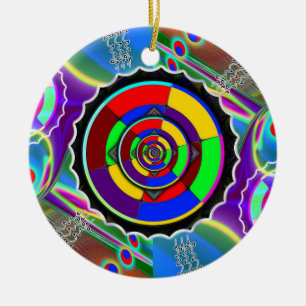 Rainbow NO NUKES Symbol Ceramic Ornament