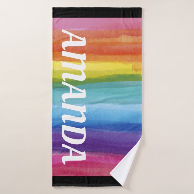 Rainbow Nom personnalisé serviette de bain (Serviette de bain)