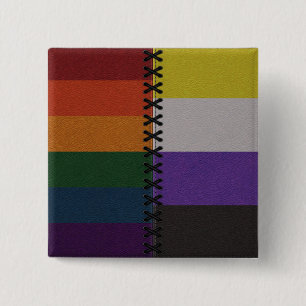 Rainbow Non-Binary Leather Flag 2 Inch Square Button