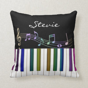 Rainbow Notes Piano Keyboard Personalized Pillow
