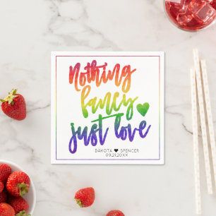 Rainbow Nothing Fancy Just Love   Casual Wedding Napkin
