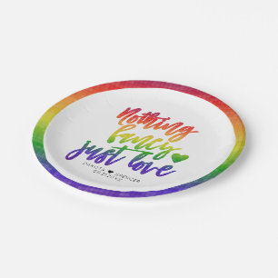 Rainbow Nothing Fancy Just Love   Casual Wedding Paper Plate