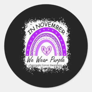 Rainbow November We Wear Purple Pancreatic Cancer Classic Round Sticker
