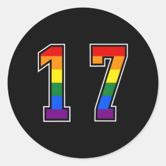Rainbow Number 17 Team Junior Numbered Uniform Classic Round Sticker