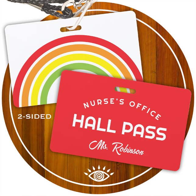 rainbow nurses office pass for school classroom badge (Creator Uploaded)