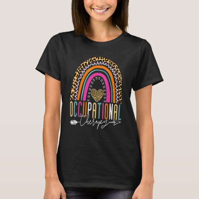 Rainbow Occupational Therapy Leopard OT Therapist  T-Shirt (Front)