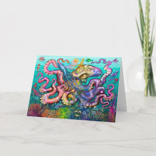 Rainbow Octopus Squids Card