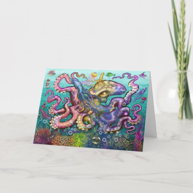 Rainbow Octopus Squids Card (Front)