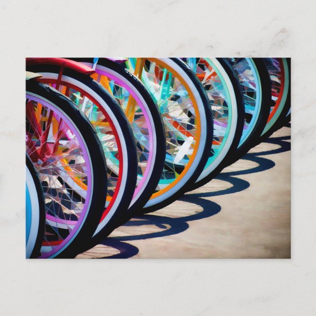 Rainbow of bicycles postcard (Front)