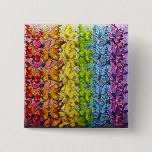 Rainbow of Butterflies 2 Inch Square Button