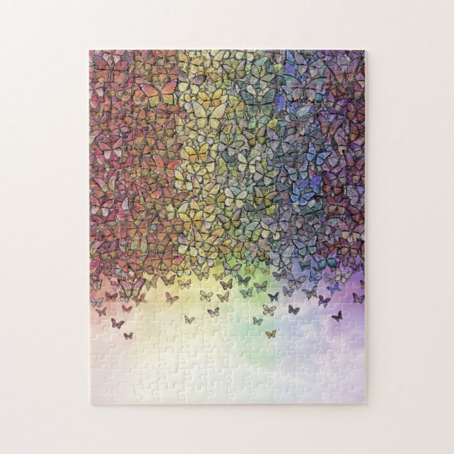 rainbow of butterflies aflutter jigsaw puzzle (Vertical)