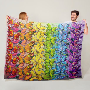 Rainbow of Butterflies Fleece Blanket