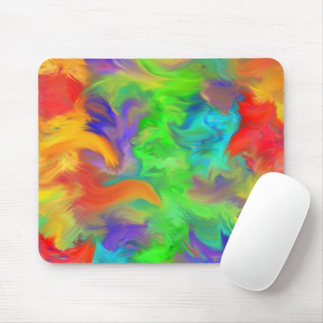 Rainbow of Colour Flames Mouse Pad (With Mouse)