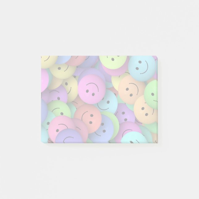 Rainbow of Colourful Happy Faces Post-it Notes (Front)