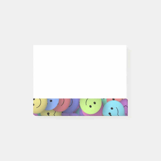 Rainbow of Colourful Happy Faces Post-it Notes (Front)