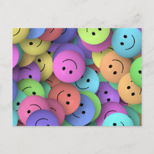 Rainbow of Colourful Happy Faces Postcard