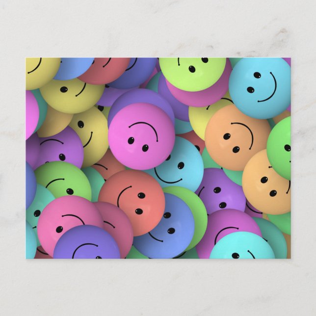 Rainbow of Colourful Happy Faces Postcard (Front)