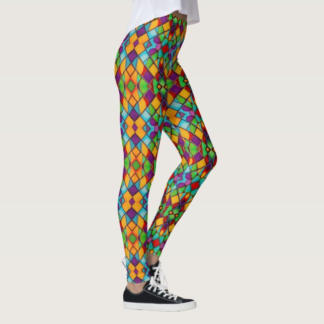 Rainbow of Colourful Shapes - Dazzling Celebration Leggings (Right)