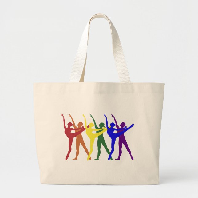 Rainbow of Dancers Large Tote Bag (Front)