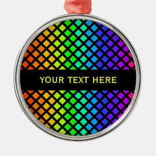Rainbow of Diamonds ornament, customize Metal Ornament