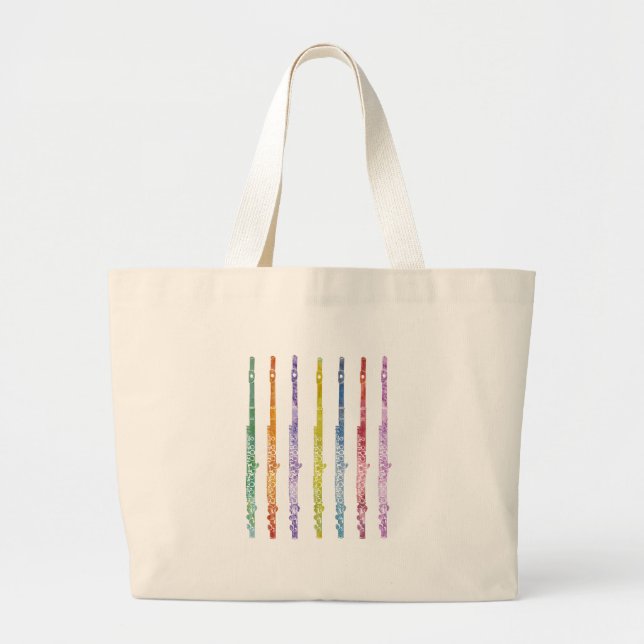 Rainbow of Flutes Large Tote Bag (Front)