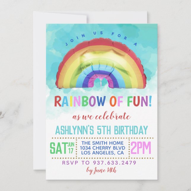 Rainbow of Fun Birthday Invitation (Devant)