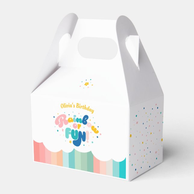 Rainbow of Fun Birthday Party Theme Favor Box (Front Side)
