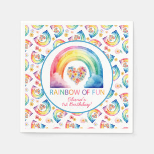 Rainbow of Fun Floral Heart Birthday Napkins