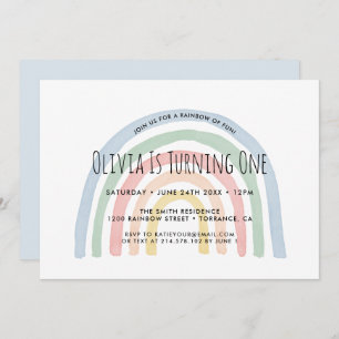 Rainbow Of Fun Rainbow First Birthday Invitation