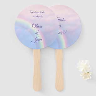 Rainbow of hope - pastel,      hand fan