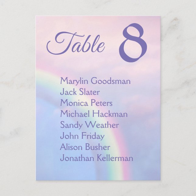 Rainbow of hope - pastel, wedding seating cards (Front)