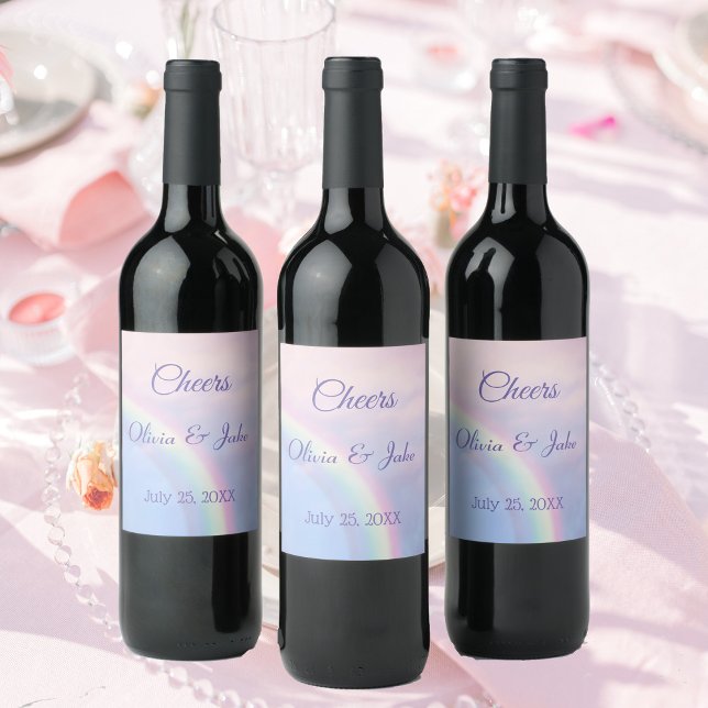 Rainbow of hope - pastel, wedding  wine label (Creator Uploaded)