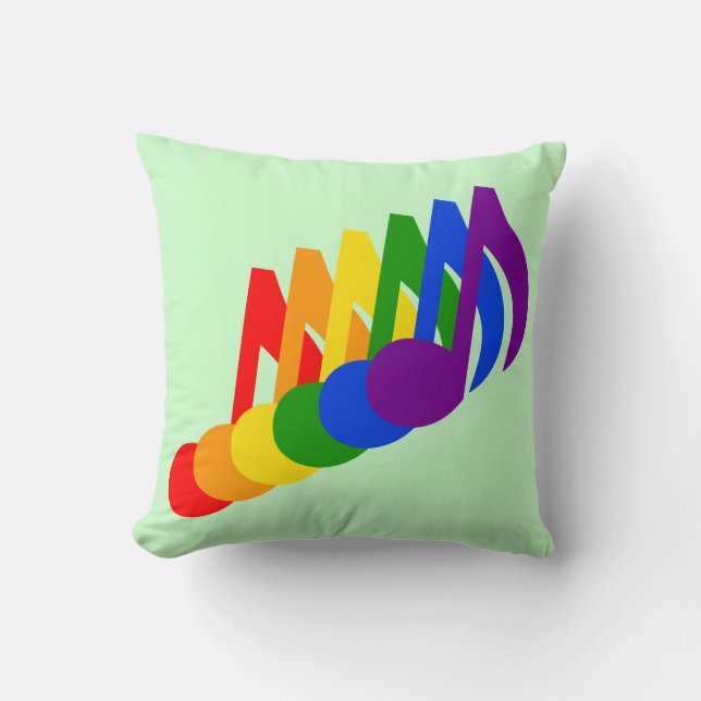 Rainbow of Musical Notes Throw Pillow (Front)