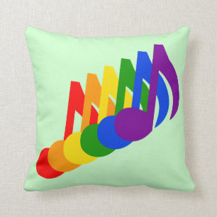 Rainbow of Musical Notes Throw Pillow