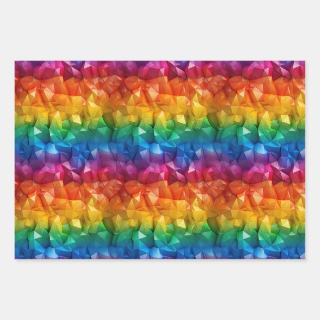 Rainbow of origami  wrapping paper sheet (Front)