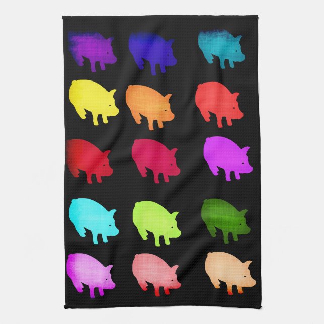 Rainbow Of Piggies Kitchen Towel (Vertical)