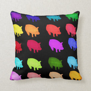 Rainbow Of Piggies Throw Pillow